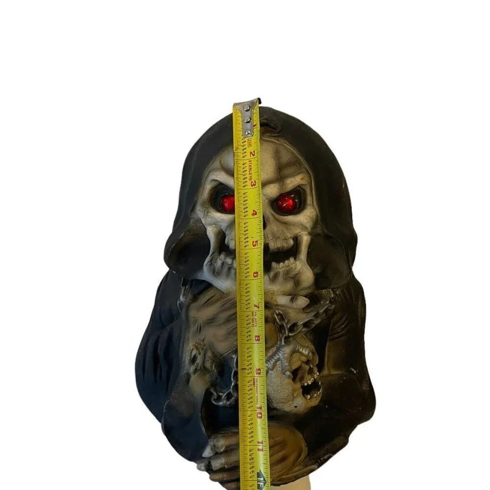 Grim Reaper Glow Eyes Halloween Skull Chain Easter Unlimited Vtg Rubber Prop